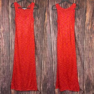 LOFT Sweater Knit Maxi Dress Sleeveless Orange Red Size Large Petite LP